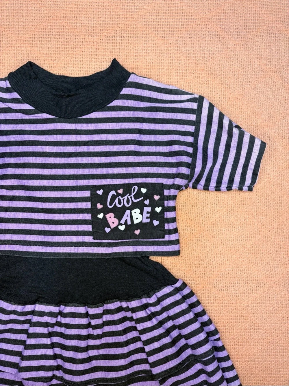 90s Girls' Striped Purple & Black Faux Crop Top Dress - Cool Babe